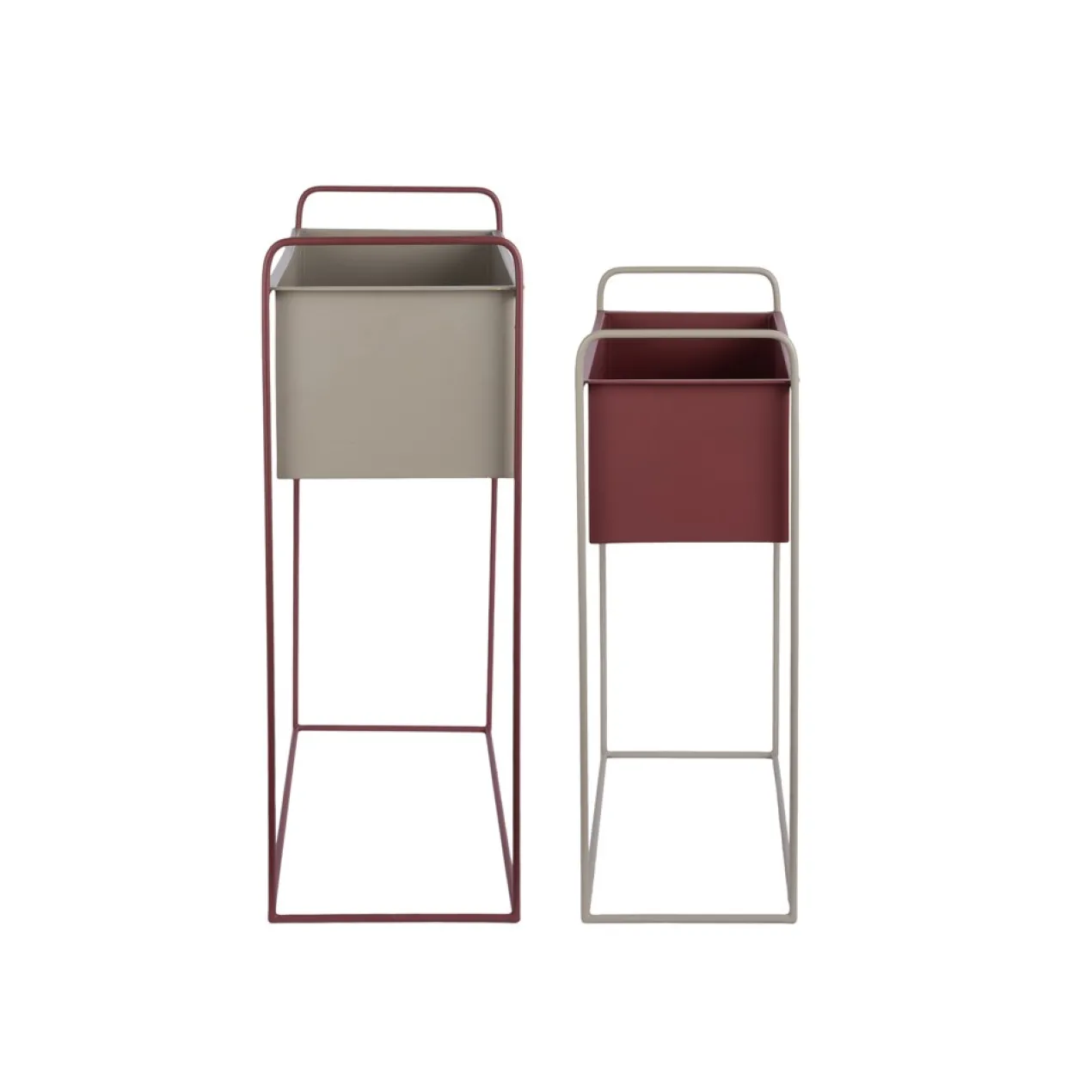 Plantenbak Reina burgundy/warm grey - set van 2