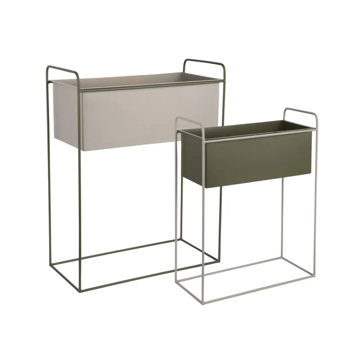 Plantenbak Reina luxury green/warm grey - set van 2