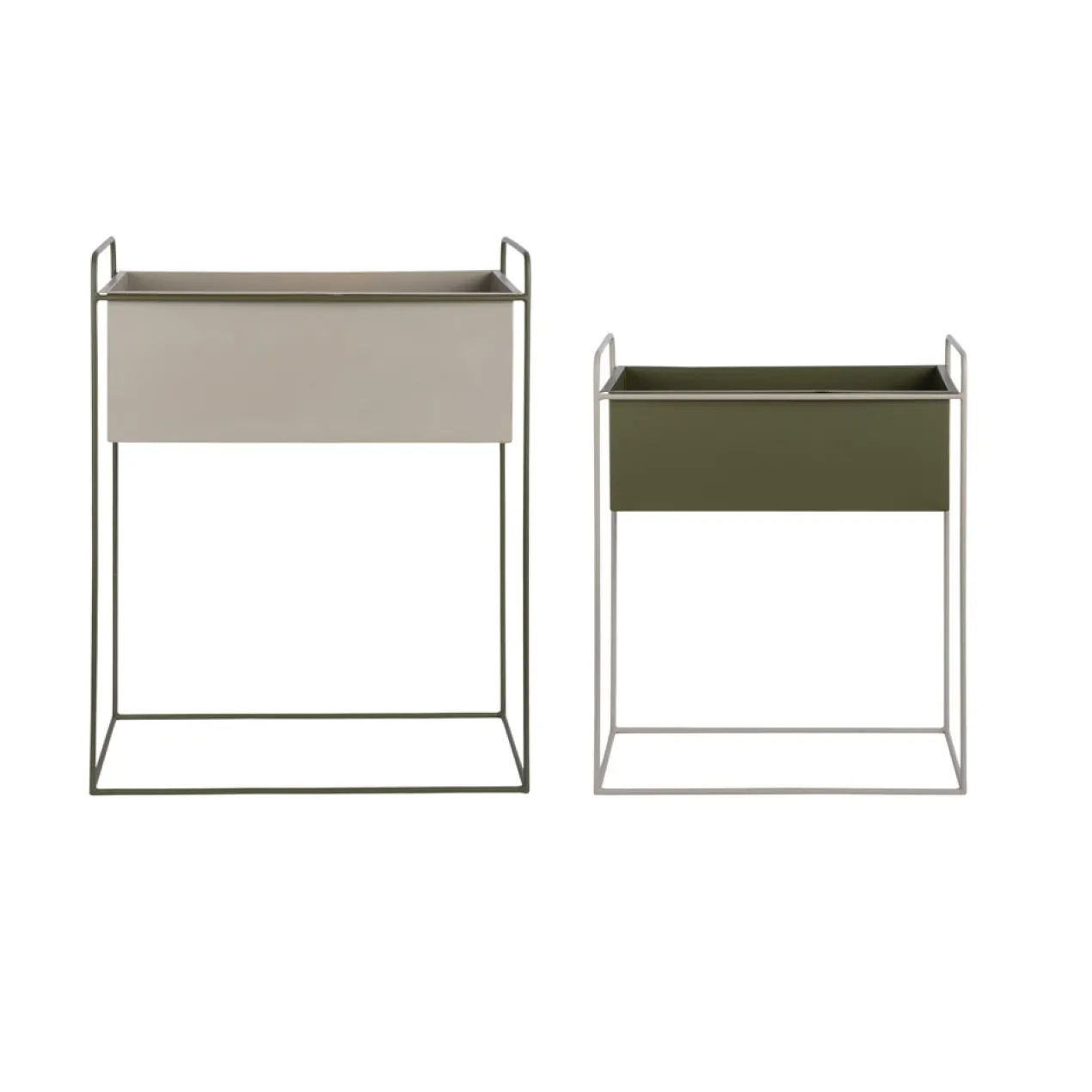 Plantenbak Reina luxury green/warm grey - set van 2