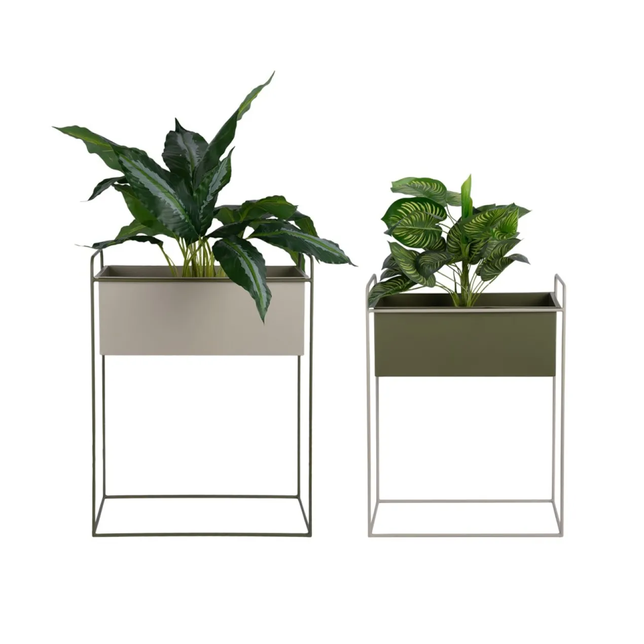 Plantenbak Reina luxury green/warm grey - set van 2