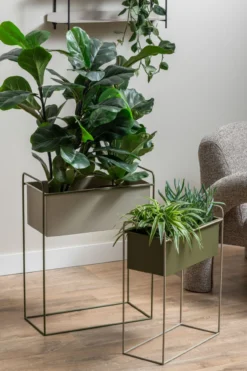 Plantenbak Reina luxury green/warm grey - set van 2