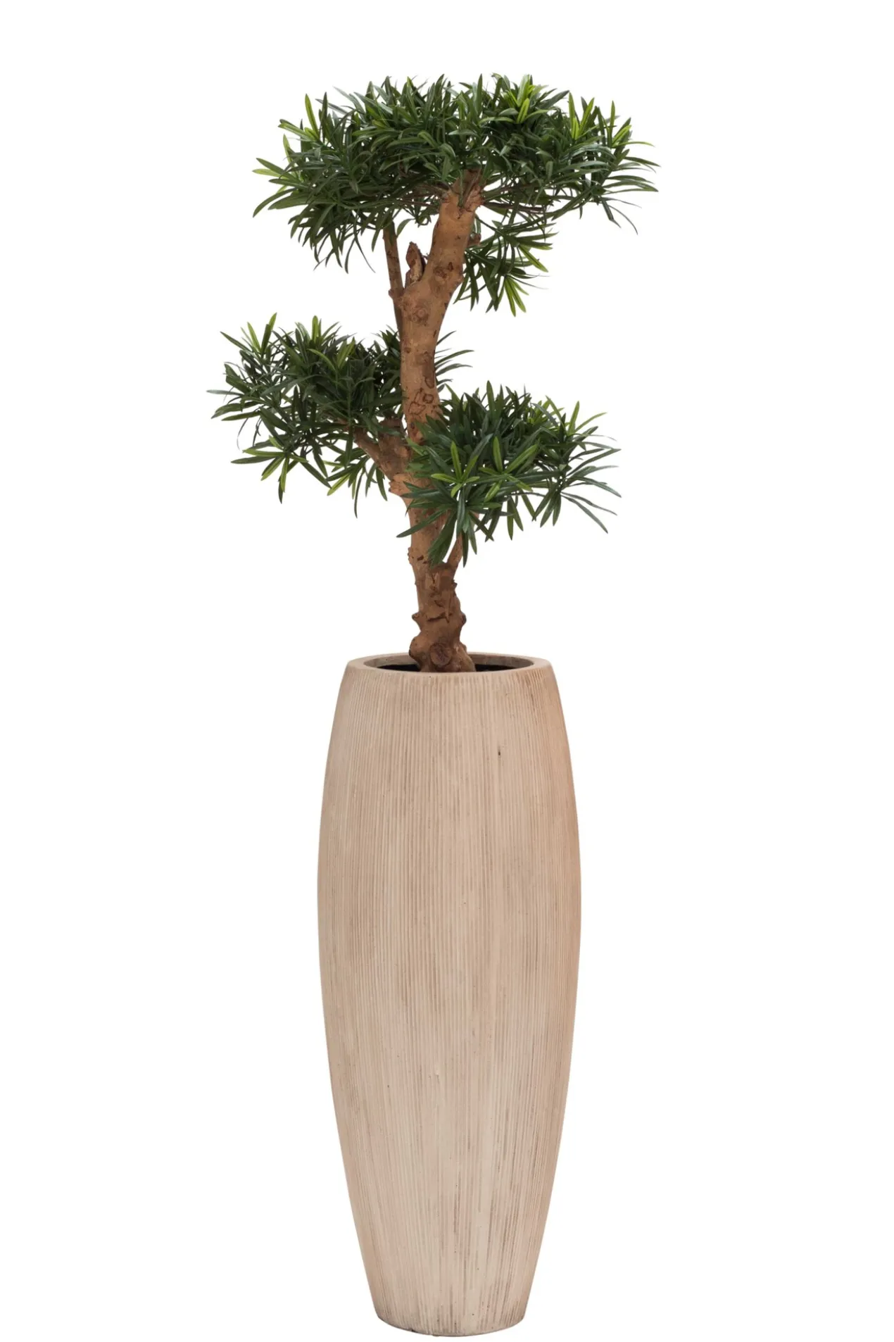 Plantenpot Surabaya S stripe beige Ø30 x H80 cm
