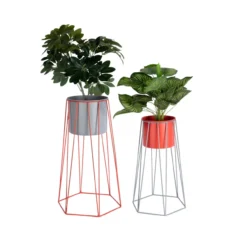 Plantenstandaard Retro mouse grey/scarlet red - set van 2