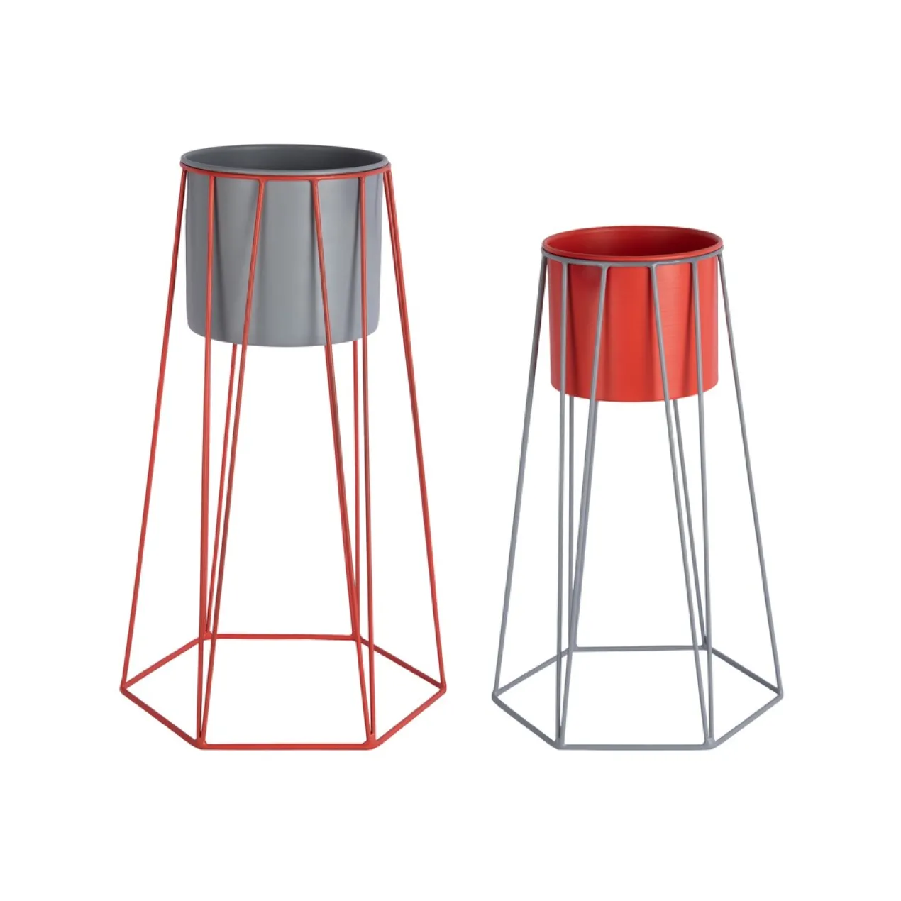 Plantenstandaard Retro mouse grey/scarlet red - set van 2