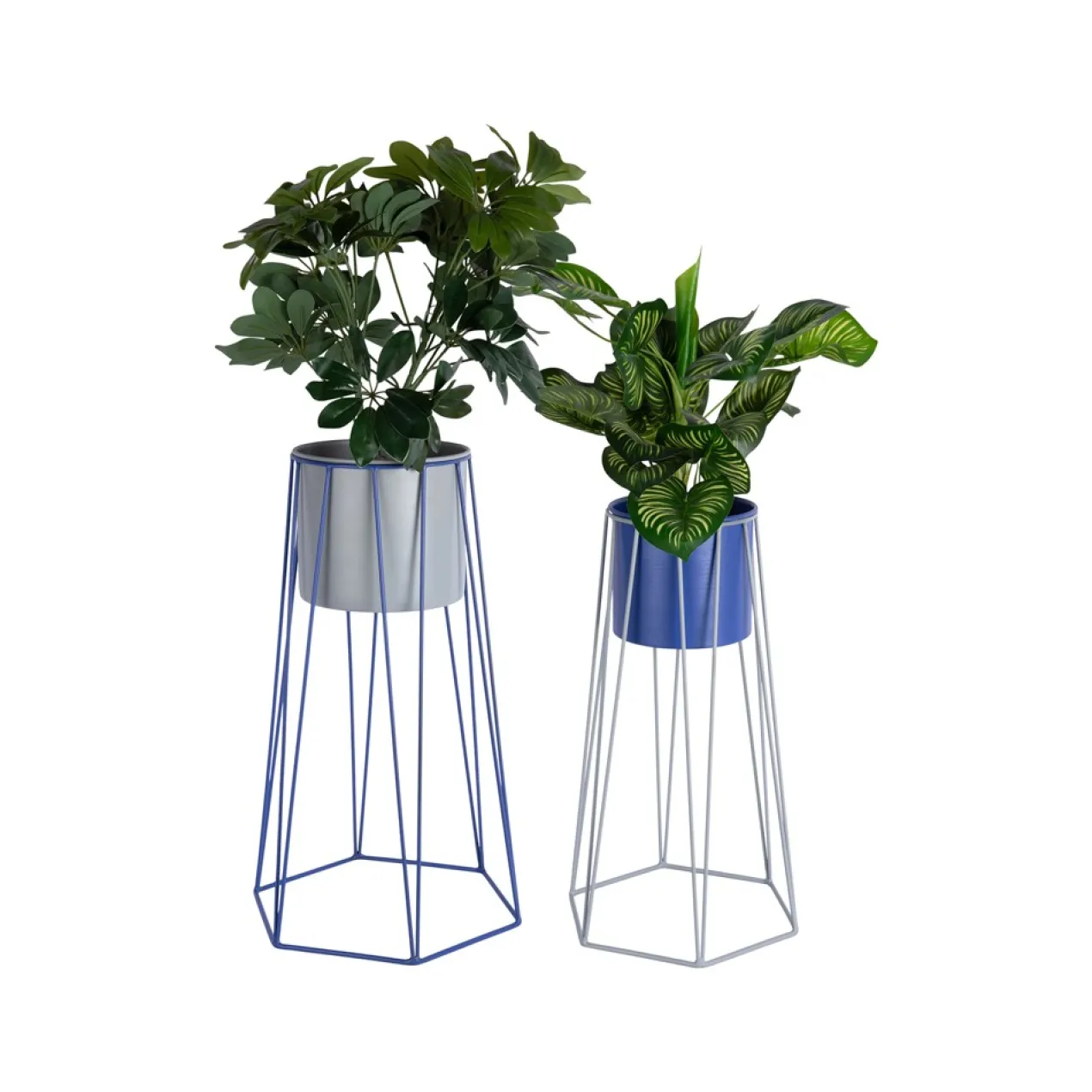 Plantenstandaard Retro mouse grey/cobalt blue - set van 2