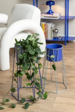 Plantenstandaard Retro mouse grey/cobalt blue - set van 2