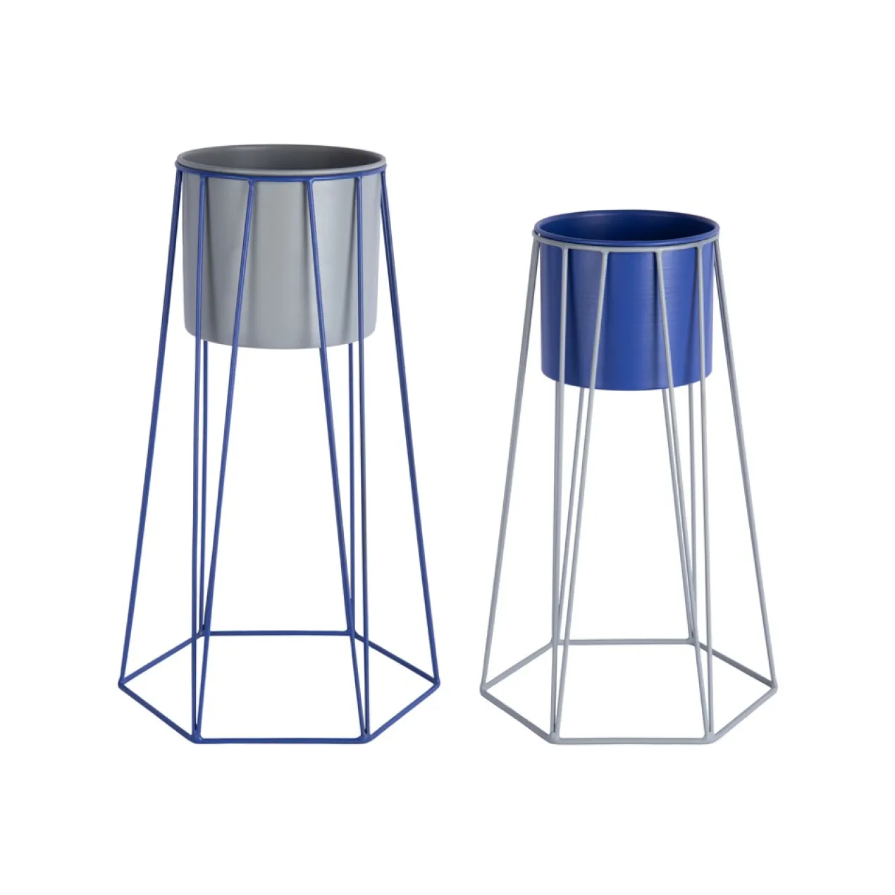 Plantenstandaard Retro mouse grey/cobalt blue - set van 2