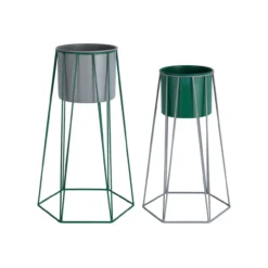 Plantenstandaard Retro mouse grey/retro green - set van 2