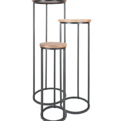 Plantentafels Sam Rond - Set van 3 - Bruin Mangohout