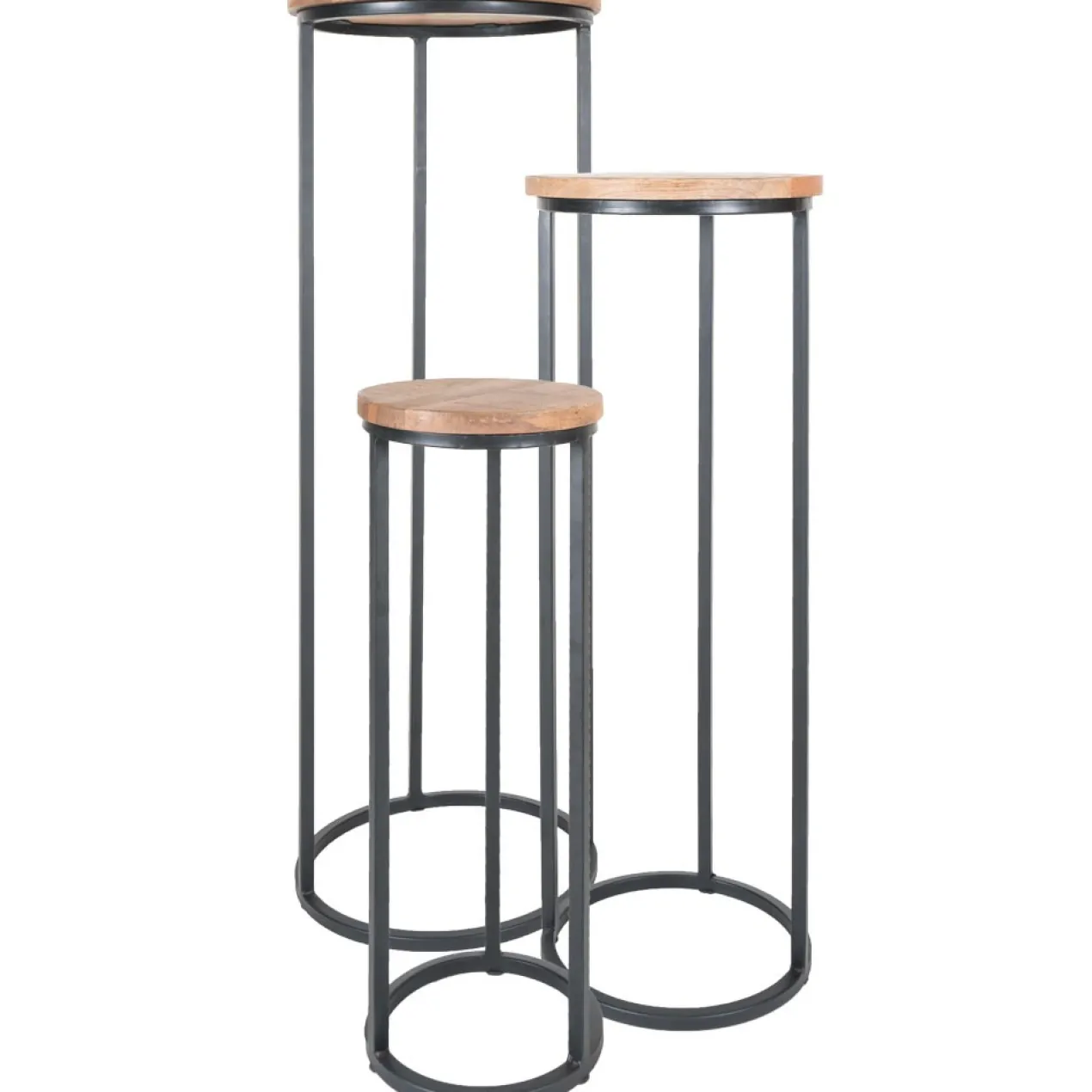 Plantentafels Sam Rond - Set van 3 - Bruin Mangohout