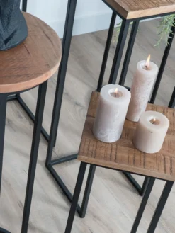 Plantentafels Sam Rond - Set van 3 - Bruin Mangohout