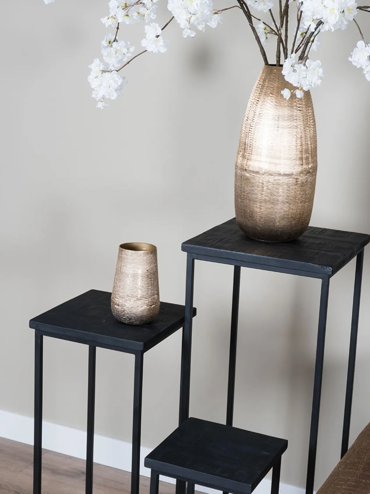 Plantentafels Sam Vierkant - Set van 3 - Zwart Mangohout