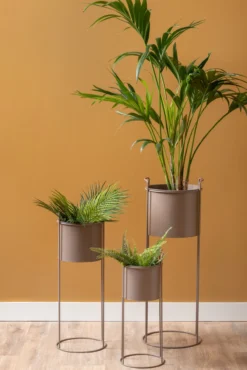 Plant pot set Essence round iron moss green