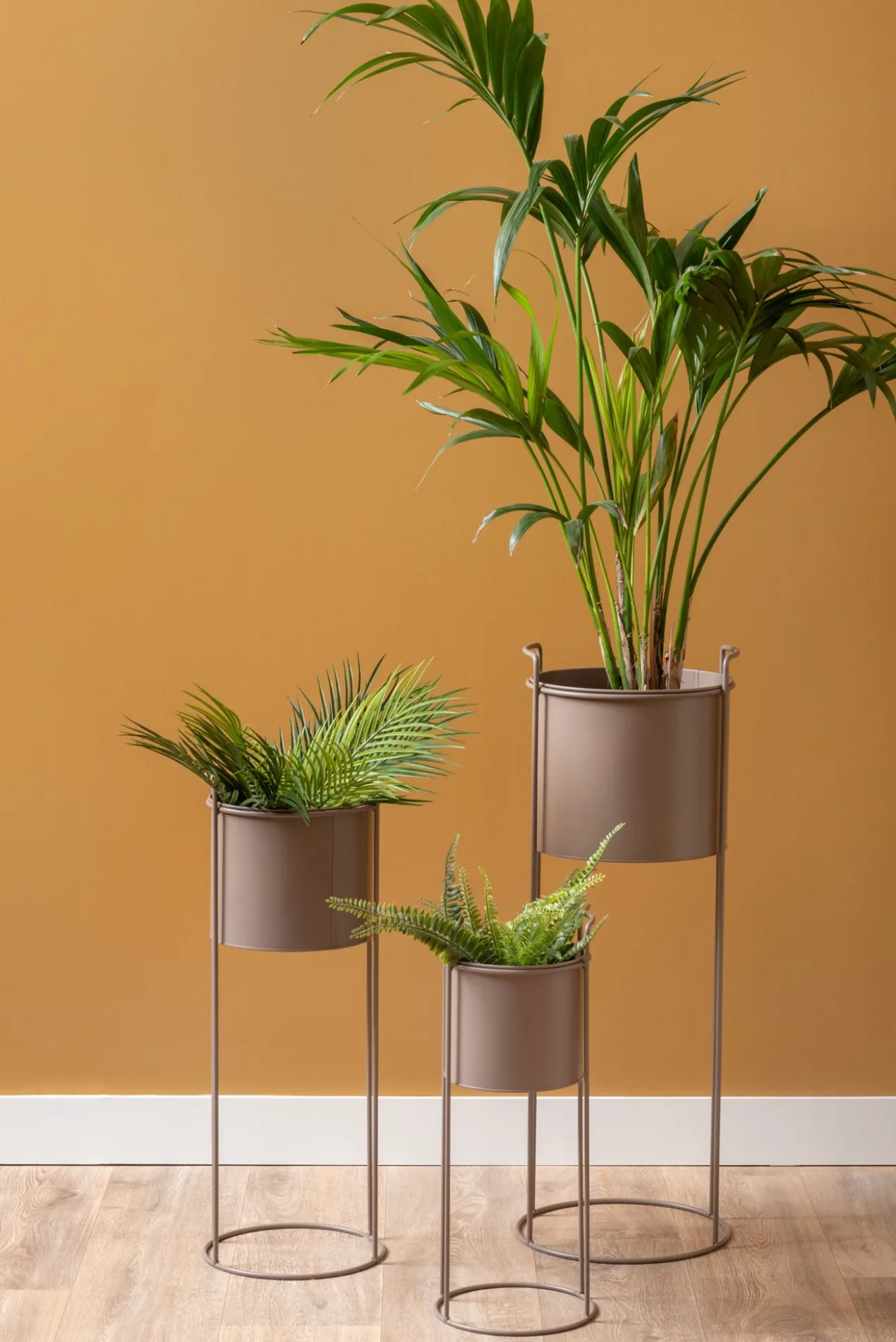 Plant pot set Essence round iron moss green