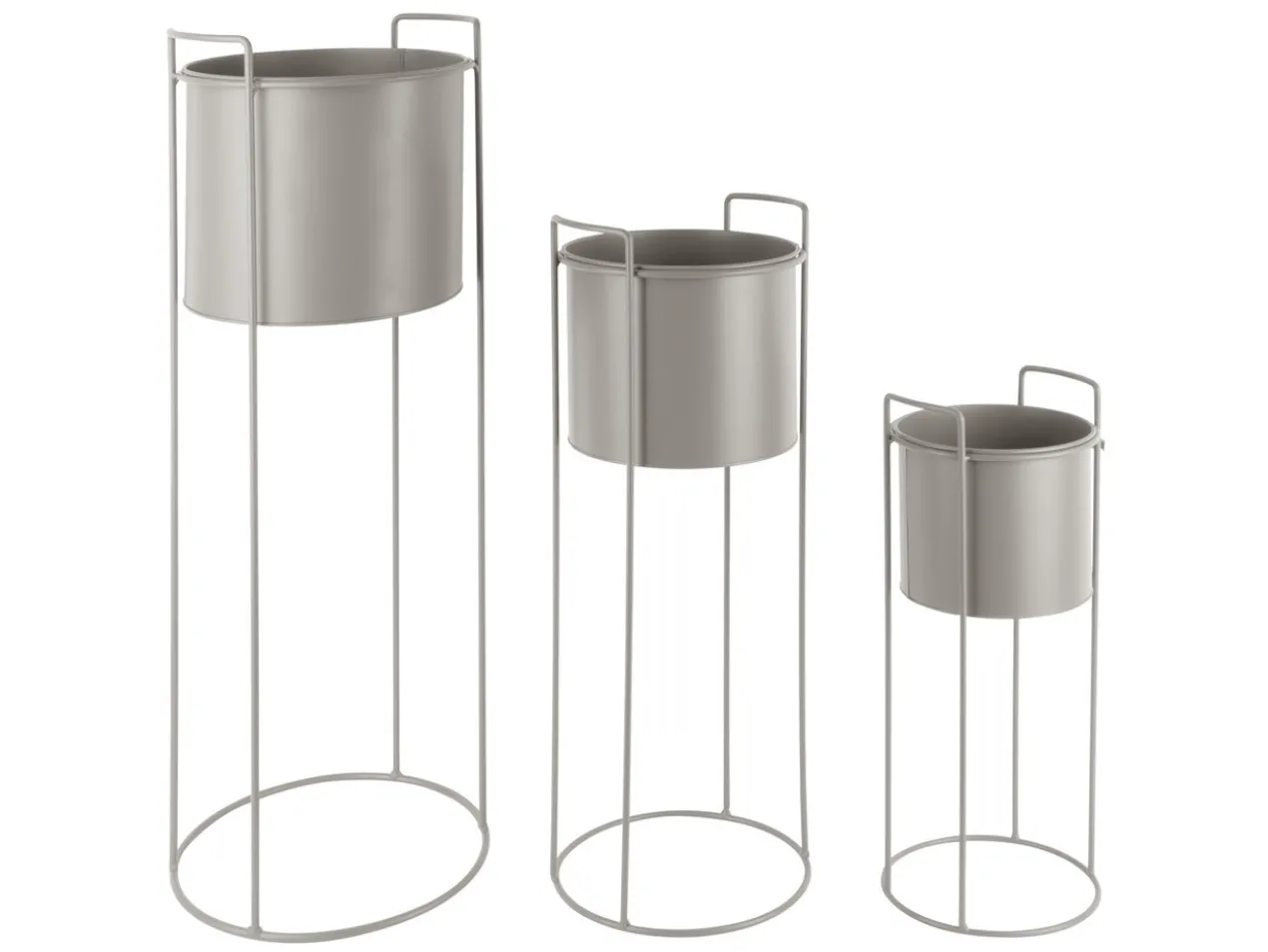 Plant pot set Essence round iron warm grey