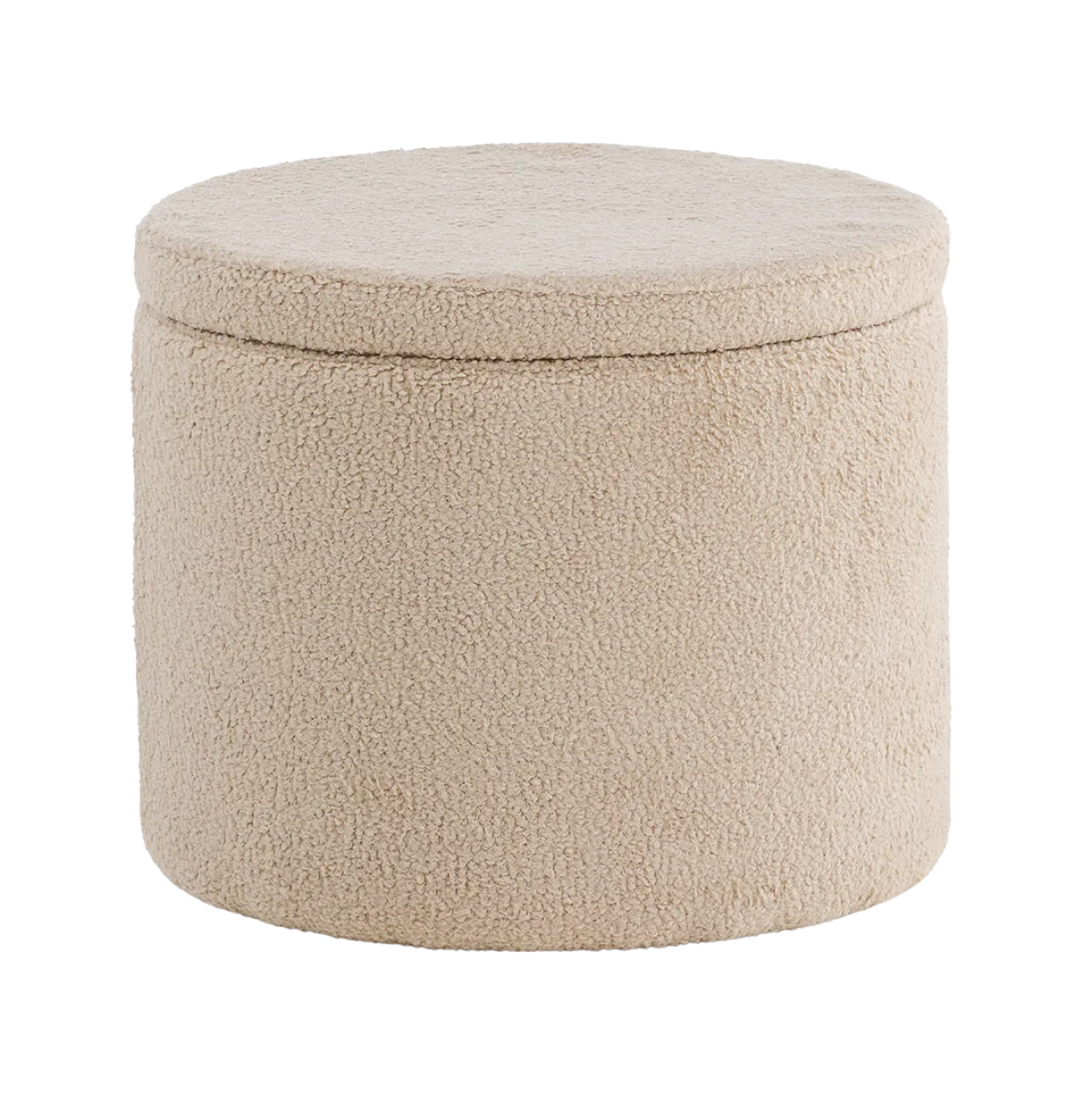 Poef Amelia teddystof met opbergruimte Beige