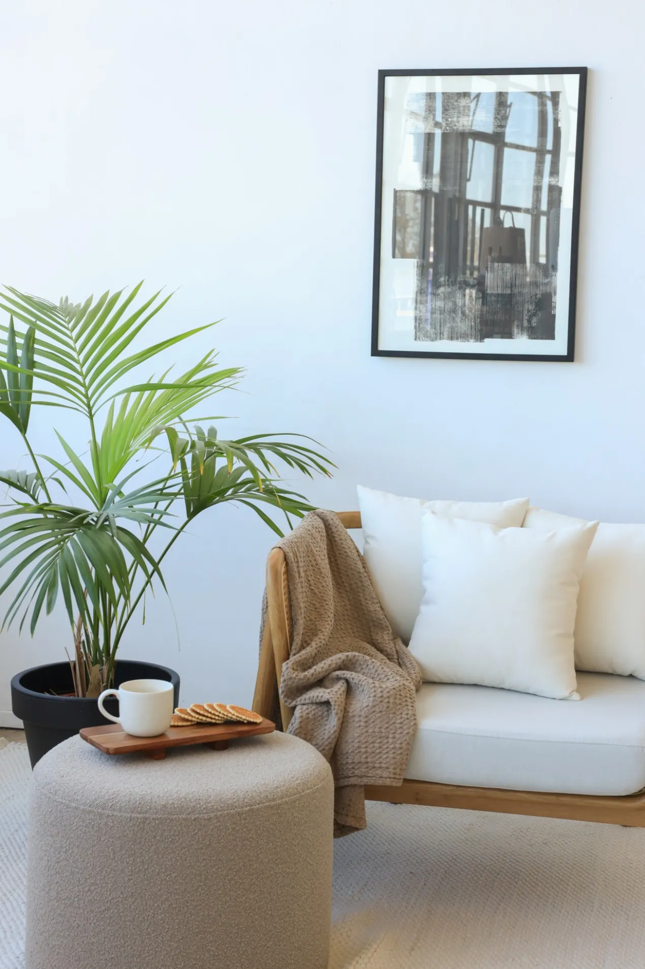 Poef Bouclé naturel Ø56 cm
