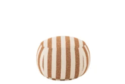 Poef gestreept zand/wit