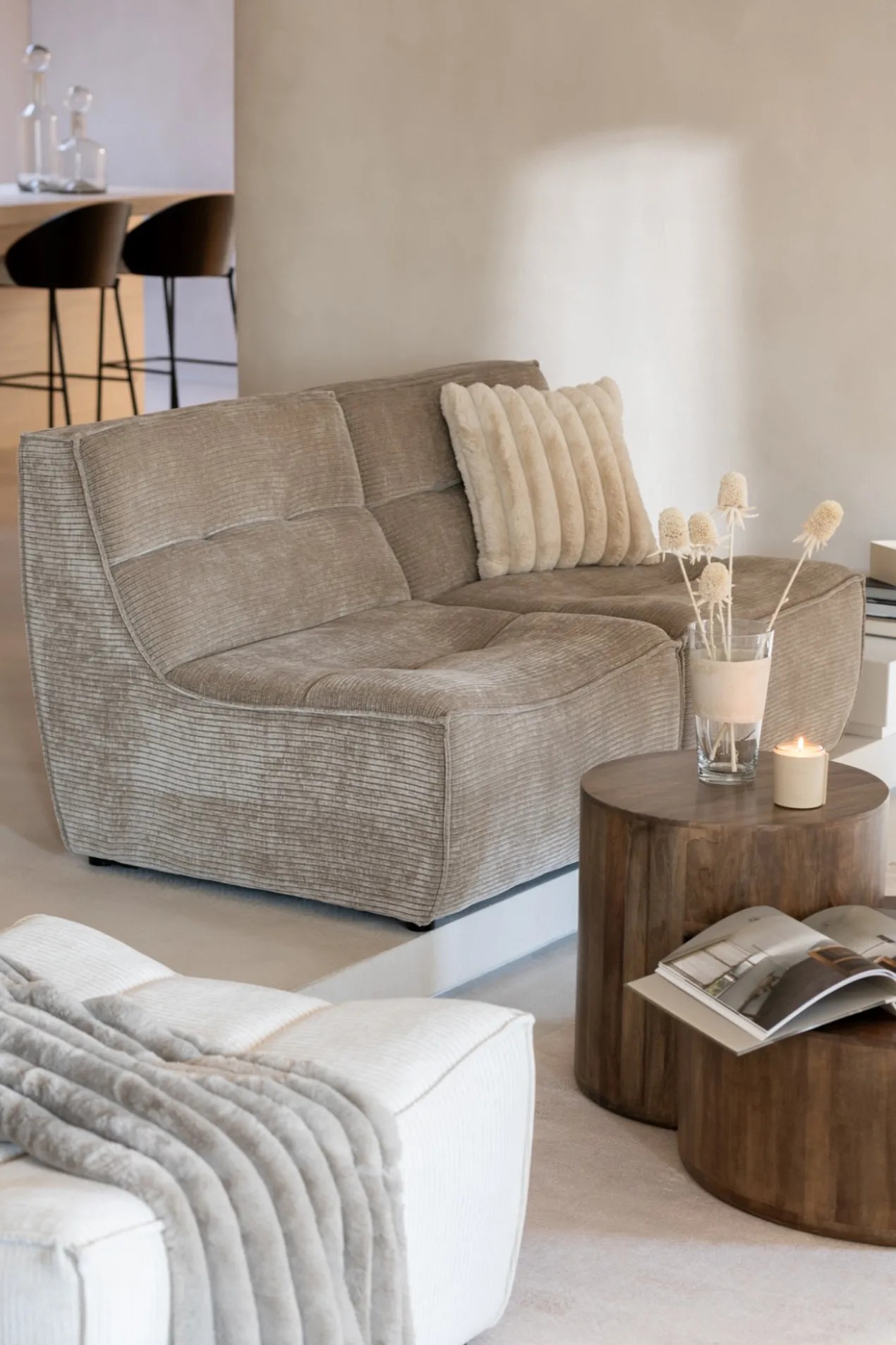 Poef Grid Beige