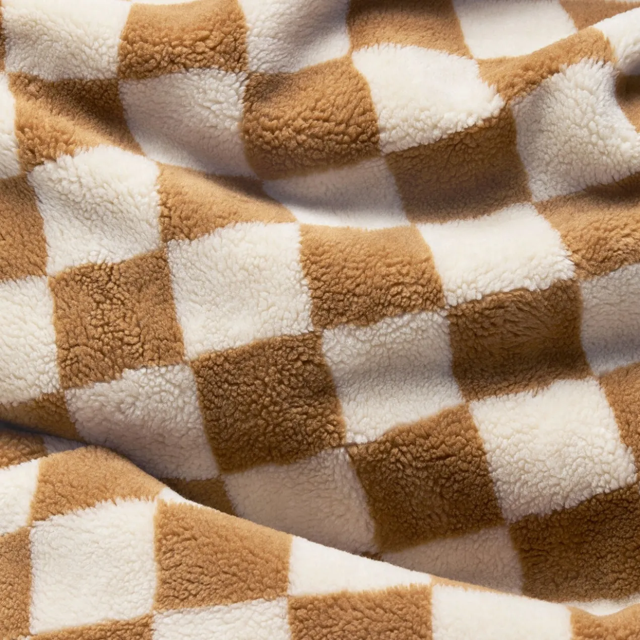 Poef Point Teddy chess almond creme