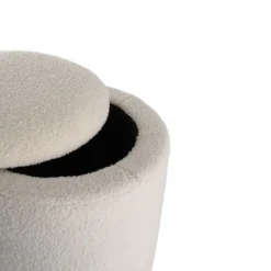 Poef Sem teddy gebroken wit - met opbergruimte - Ø 36 cm