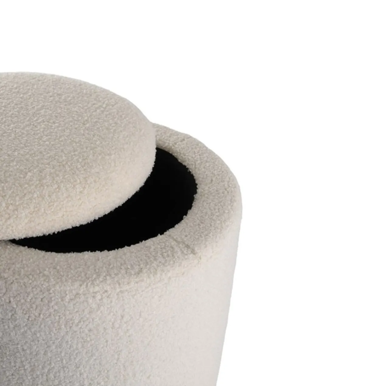 Poef Sem teddy gebroken wit - met opbergruimte - Ø 36 cm