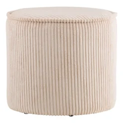 Poef Talia ribstof beige Ø40 cm