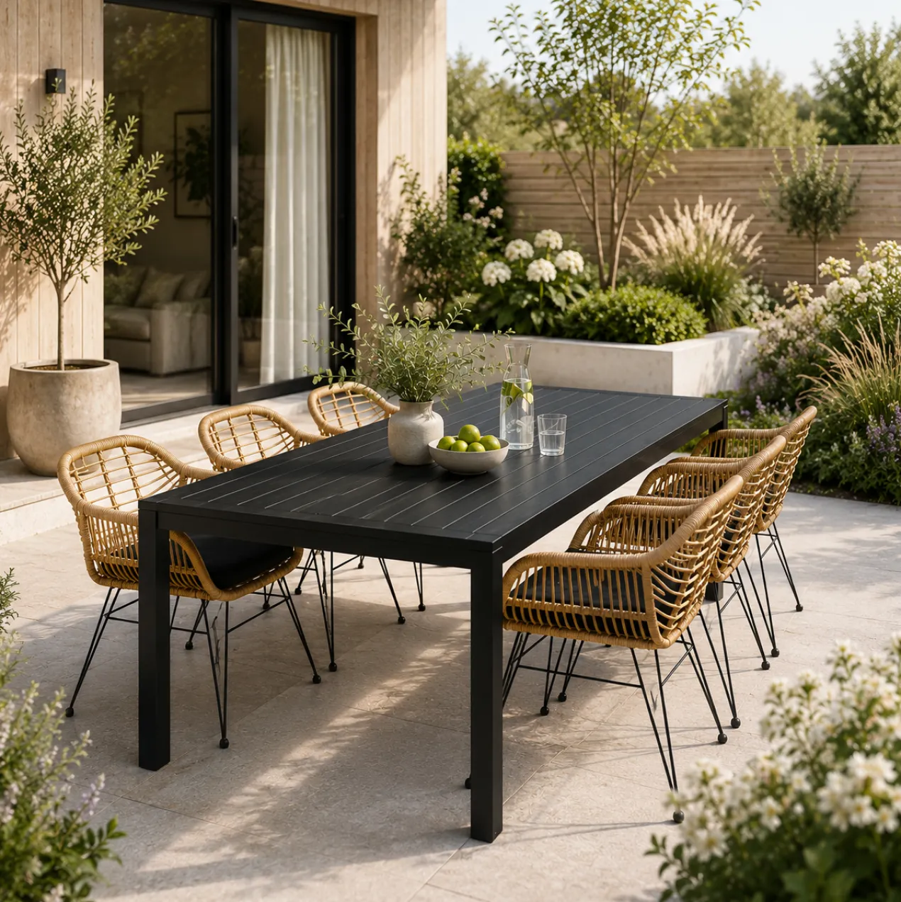 Polywood tuin eettafel Joas zwart - 205 x 90 cm