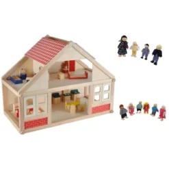 Poppenhuis XL incl meubels en 10 buigpoppen