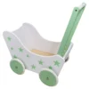 Poppenwagen Hout wit groen met sterren