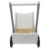 Poppenwagen Hout wit zilver met stippen zwart rubber
