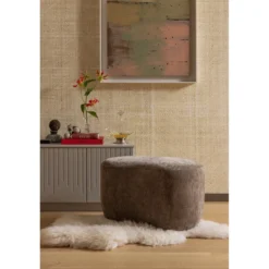 Popular organische poef taupe