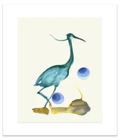 Poster Blauwgroene Reiger 40 x 50 cm