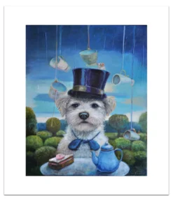 Poster Hond met Hoed 40 x 50 cm