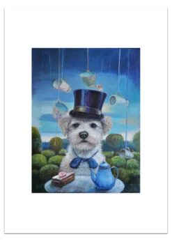 Poster Hond met Hoed 30 x 40 cm