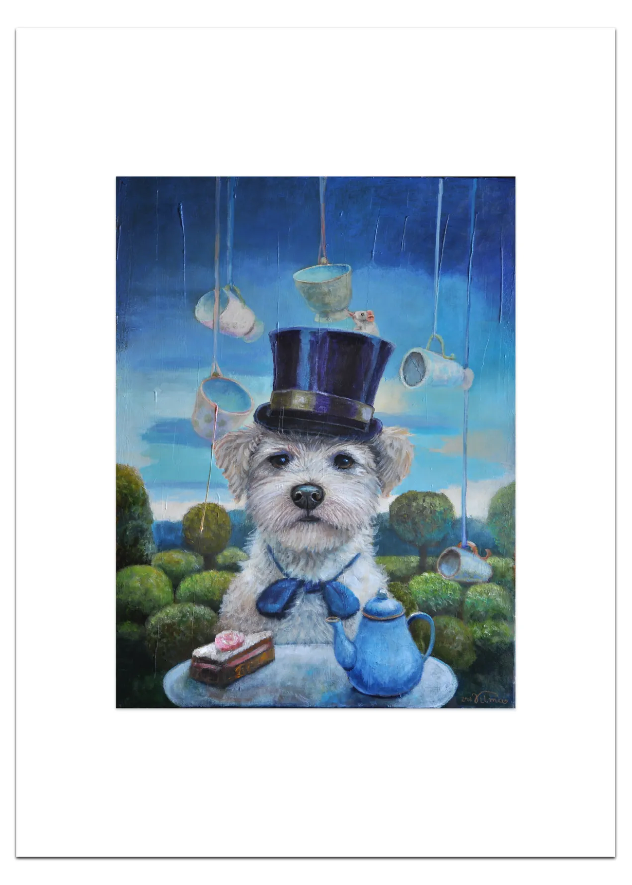 Poster Hond met Hoed 30 x 40 cm