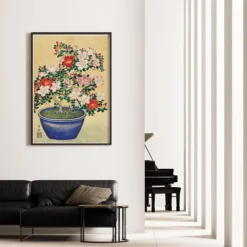 Poster Ohara Koson - Blooming Azalea in Blue Pot 30x45 cm