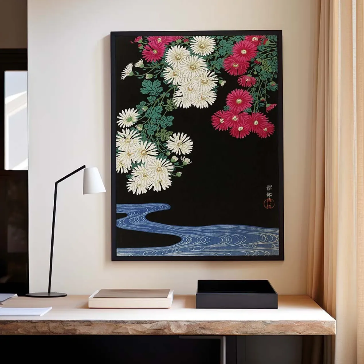 Poster Ohara Koson - Chrysanthemums 40x60 cm