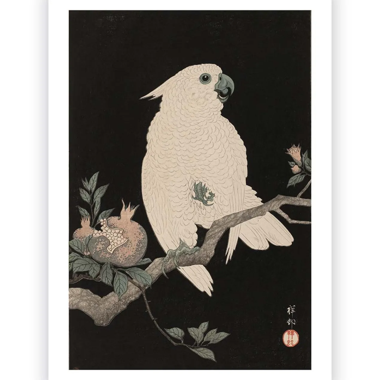 Poster Ohara Koson - Cockatoo Pomegranate 60x90 cm