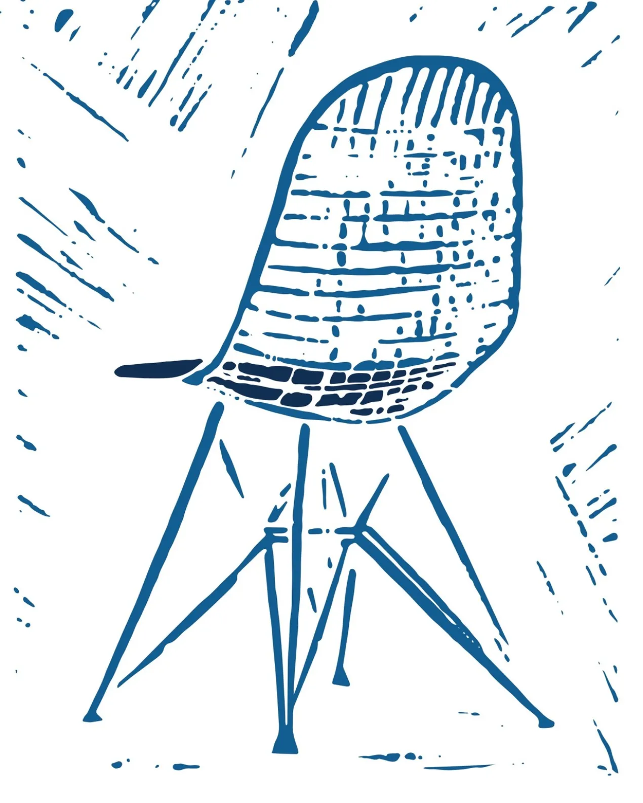 Poster Wire Chair Blue 40 x 50 cm
