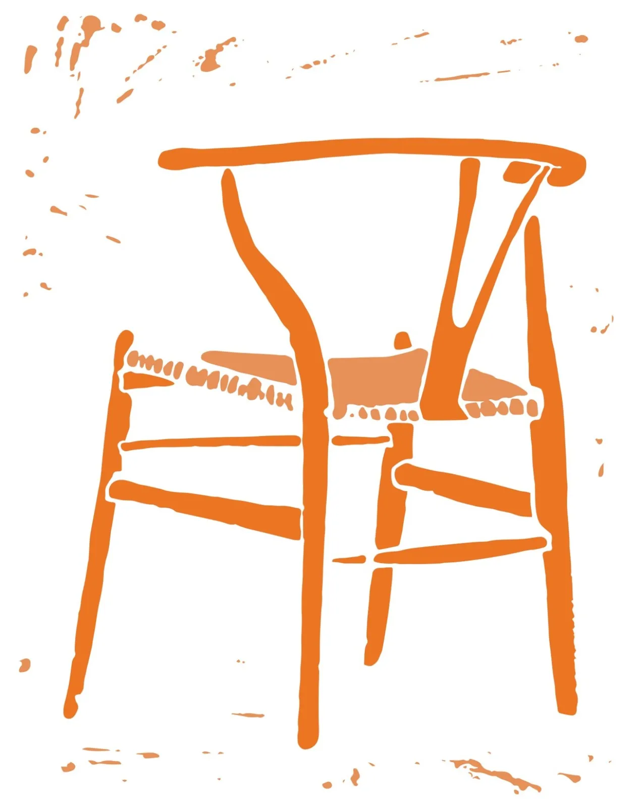 Poster Wishbone Chair Orange 40 x 50 cm