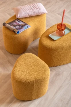 Pouf Ada organic bouclé off white