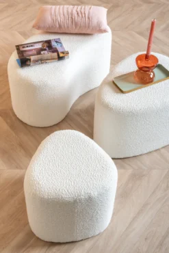 Pouf Ada organic bouclé off white