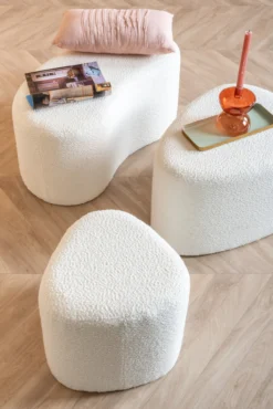 Pouf Ada wave bouclé ochre yellow