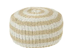 Pouf Roundabout gestreept wit naturel