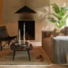 Pouf Roundabout gestreept zwart naturel