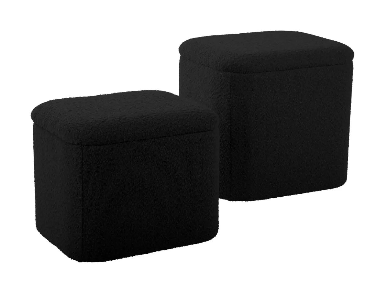 Pouf set Ada storage bouclé black, set of 2pcs