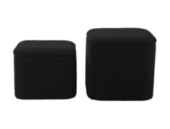Pouf set Ada storage bouclé black, set of 2pcs