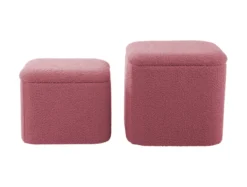 Pouf set Ada storage bouclé faded pink, set of 2pcs