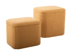 Pouf set Ada storage bouclé ochre yellow, set of 2pcs